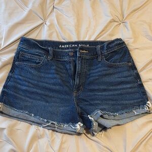 American Eagle Outfitters Blue Frayed Hem Denim Shorts